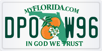 FL license plate DPOW96