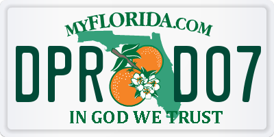 FL license plate DPRD07