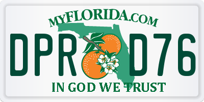 FL license plate DPRD76