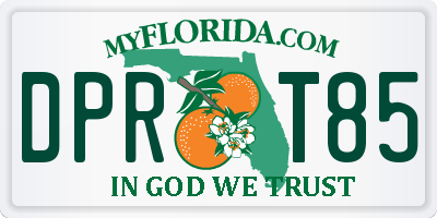 FL license plate DPRT85