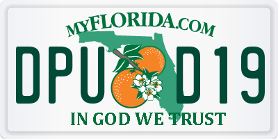 FL license plate DPUD19