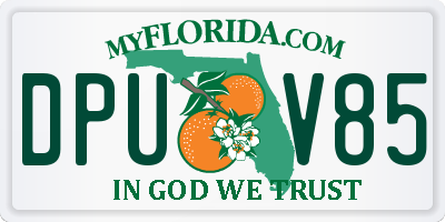 FL license plate DPUV85