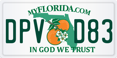 FL license plate DPVD83