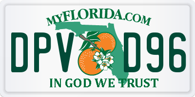 FL license plate DPVD96