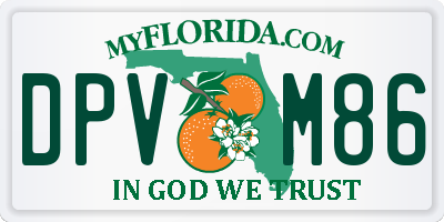 FL license plate DPVM86