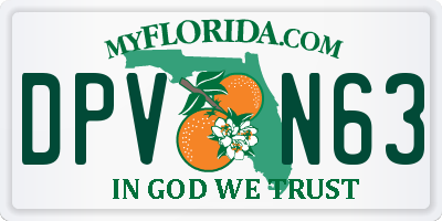 FL license plate DPVN63