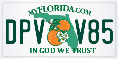 FL license plate DPVV85