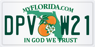 FL license plate DPVW21