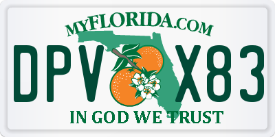FL license plate DPVX83