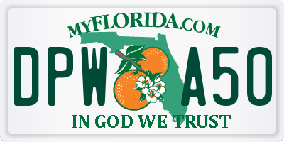 FL license plate DPWA50