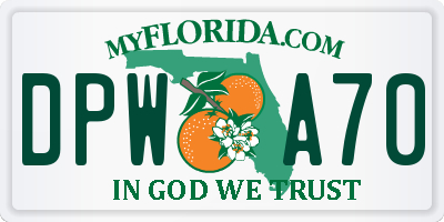 FL license plate DPWA70