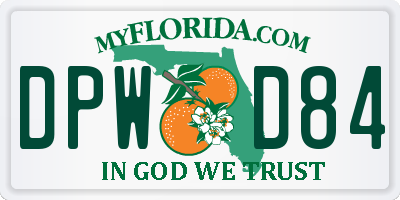 FL license plate DPWD84