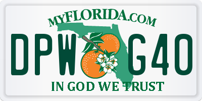 FL license plate DPWG40