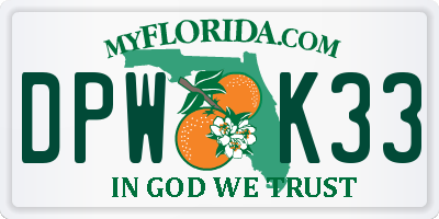 FL license plate DPWK33