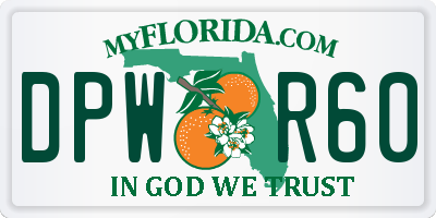 FL license plate DPWR60
