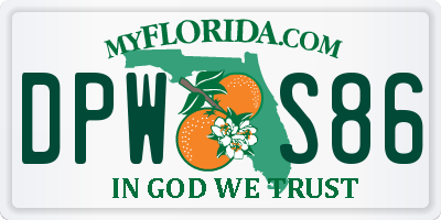 FL license plate DPWS86