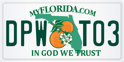FL license plate DPWT03