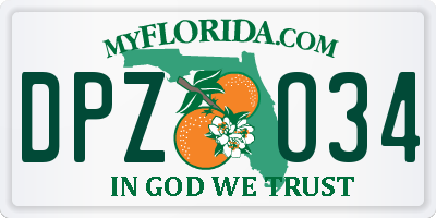 FL license plate DPZO34