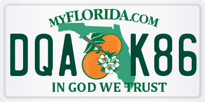 FL license plate DQAK86