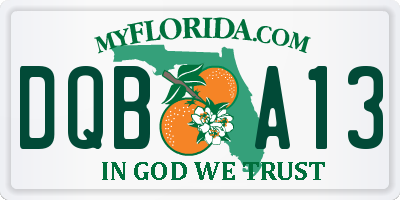 FL license plate DQBA13