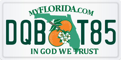 FL license plate DQBT85