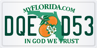 FL license plate DQED53