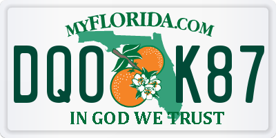 FL license plate DQOK87