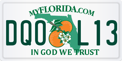 FL license plate DQOL13