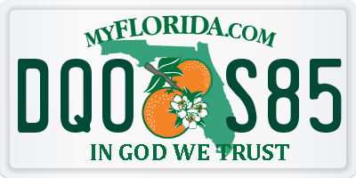 FL license plate DQOS85