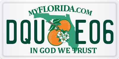 FL license plate DQUE06