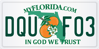 FL license plate DQUF03