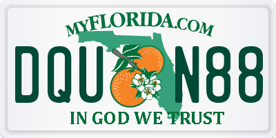 FL license plate DQUN88