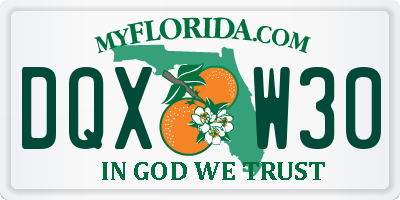 FL license plate DQXW30
