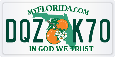 FL license plate DQZK70