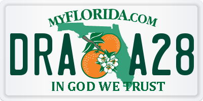 FL license plate DRAA28