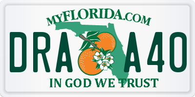 FL license plate DRAA40