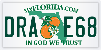 FL license plate DRAE68