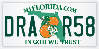FL license plate DRAR58