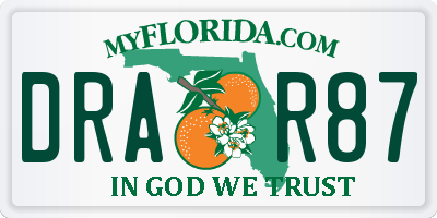 FL license plate DRAR87