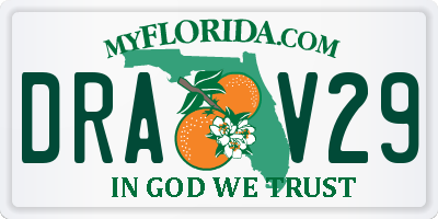 FL license plate DRAV29