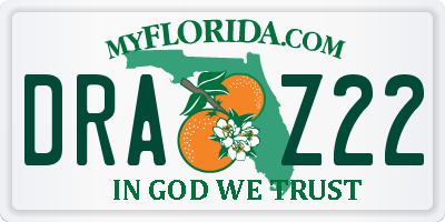 FL license plate DRAZ22