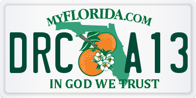 FL license plate DRCA13