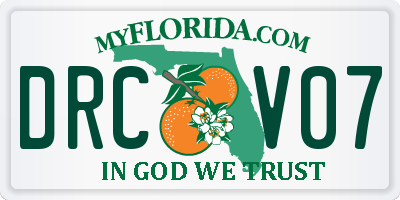 FL license plate DRCV07