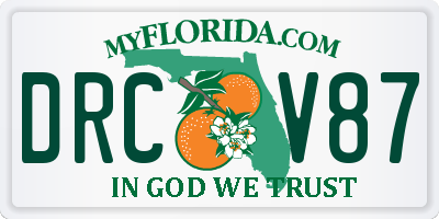 FL license plate DRCV87