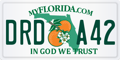 FL license plate DRDA42