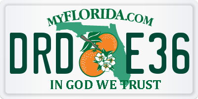 FL license plate DRDE36