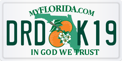 FL license plate DRDK19