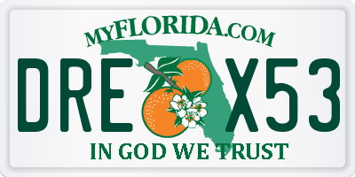 FL license plate DREX53