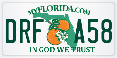 FL license plate DRFA58