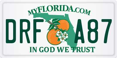 FL license plate DRFA87